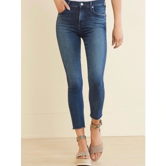 Agolde Denim - Agolde High Rise Skinny Cropped Raw Jeans